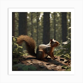 Squirrel In The Forest 36 Art Print