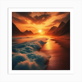 Sunset At The Beach 10 Art Print