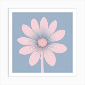 A White And Pink Flower In Minimalist Style Square Composition 739 Art Print