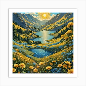 Sunrise In The Mountains Art Print