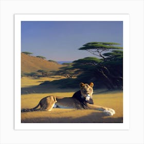 Lion In The Grass 8 Art Print