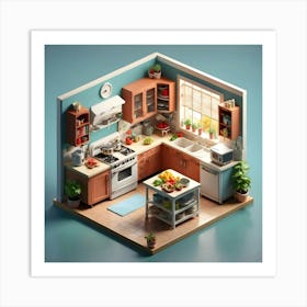 Isometric Kitchen 2 Art Print