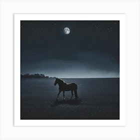 Horse In The Moonlight Art Print