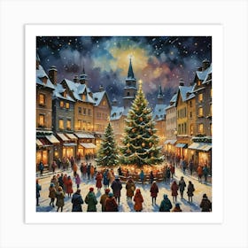 Celebration During Christmas In Europe Art Print