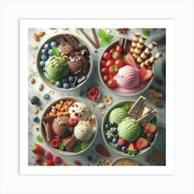 Ice Cream Bowls Art Print