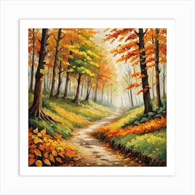 Forest In Autumn In Minimalist Style Square Composition 62 Art Print