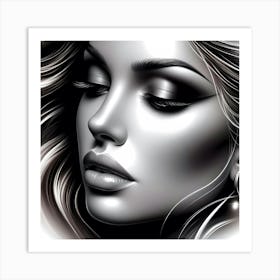 Black And White Portrait Of A Woman Art Print