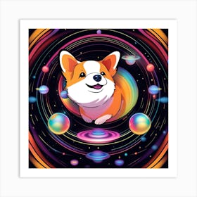 Galaxy Corgi Art Print