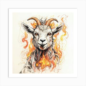 Goat On Fire 34 Art Print