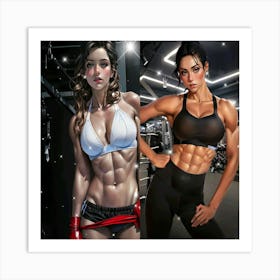 Two Women In A Gym Art Print