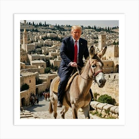 Donald Trump Riding A Donkey 1 Art Print