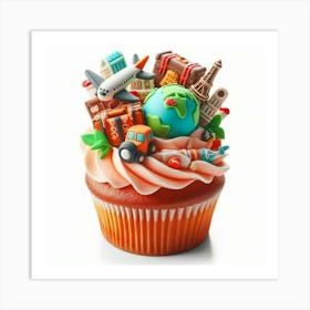 Travel Themed Cupcake 1 Art Print