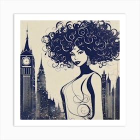 London Cityscape woman Art Print