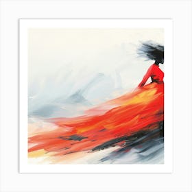 Abstract Of A Woman In Red Dress Art Print