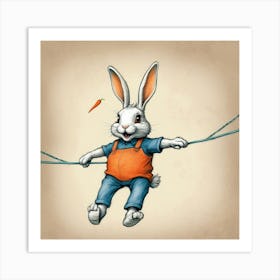 Rabbit On A Rope 2 Art Print