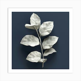 White Leaf 3d Model Art Print