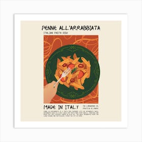 Penne All'Arrabbiata Square Art Print