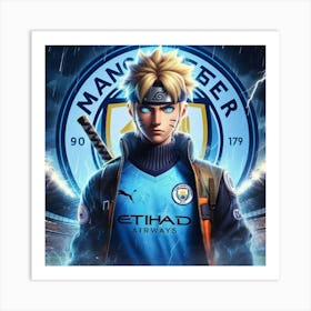Manchester City Anime fighter canvas Art Print