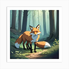 Fox In The Woods 14 Art Print