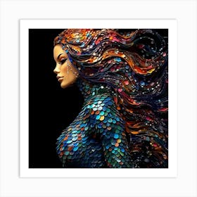 Maraclemente 3d Mosaic Black Mermaid Curly Long Hair Vibrant Me E12e8702 5126 4d6a 818c C032c18b21a5 Art Print