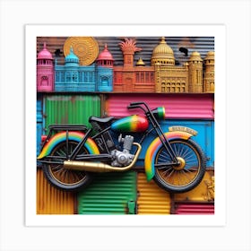 Colorful Indian Motorcycle Art Print