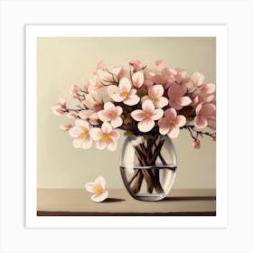 Pink Flowers In A Vase Art Print