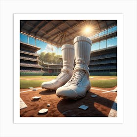 Baseball Shoes On The Field Art Print