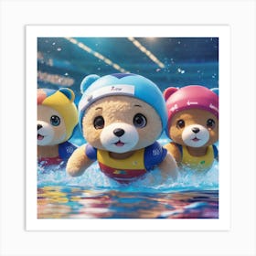 Teddy Bears Swimming Art Print