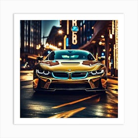 Gold Bmw I8 Art Print