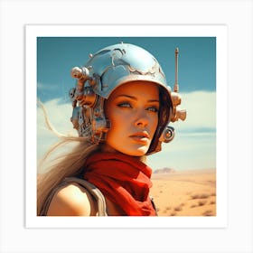 Sci-Fi Girl In Helmet Art Print