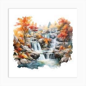 Waterfalls In Autumn Art Print