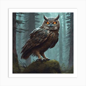 Owl In The Forest 92 Art Print