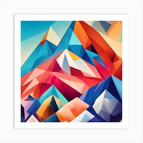 Abstract Colourful Geometric Mountains 2 Art Print