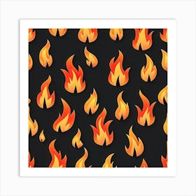 Flames On A Black Background 1 Art Print