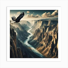 Eagle Flying Over River Art Print