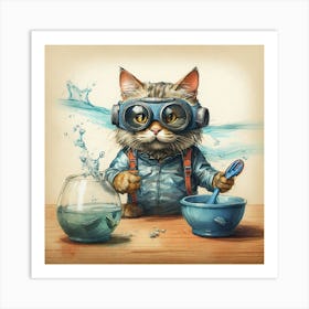 Cat In Goggles Art Print