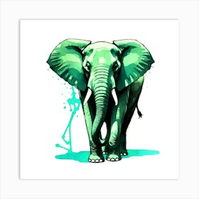 Green Elephant Art Print