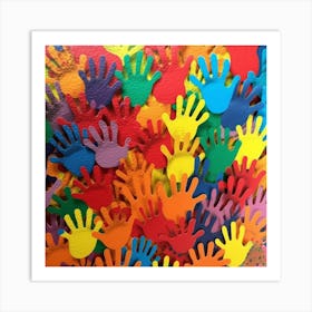 Colorful Handprints 1 Art Print