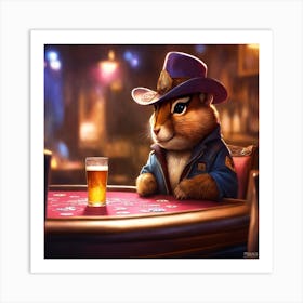 Chipmunk At The Poker Table Art Print