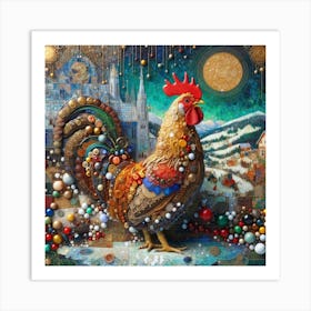 A Rooster in the Style of Collage 2 Art Print