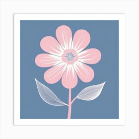 A White And Pink Flower In Minimalist Style Square Composition 273 Art Print