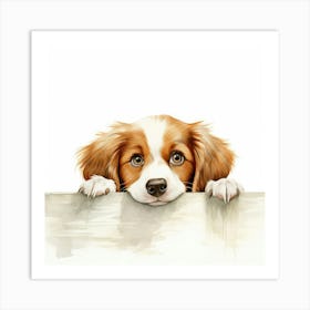 Little Dog Peeking Over The Fence Art Print