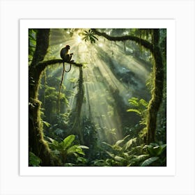 An Aged Yet Vibrant Rainforest Nestled Within The Amazon Basin Towering Trees Pirouette Skyward Art Print