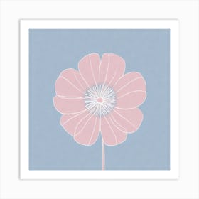 A White And Pink Flower In Minimalist Style Square Composition 581 Art Print