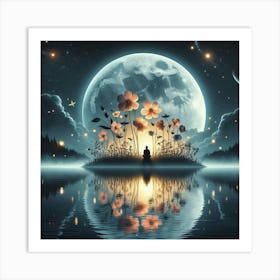 Meditating On The Moon Art Print