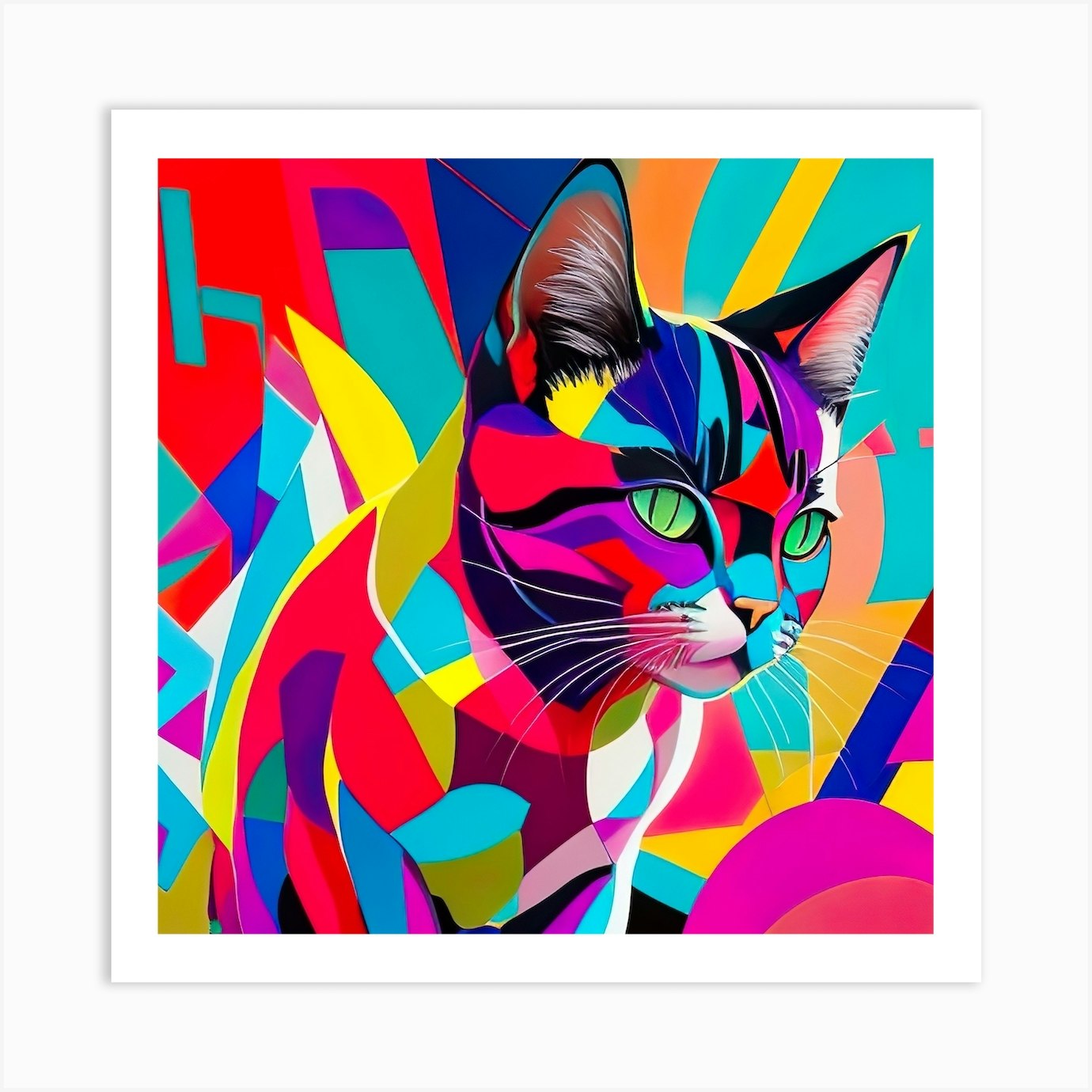 Colorful Cat - Stylized Mosaic Art Print by Artist Mark Tisdale