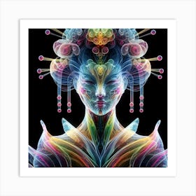 Creativel Geisha Illustration 55 - Psychedelic Art Print