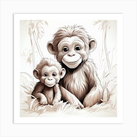 Chimpanzee Family Art Print