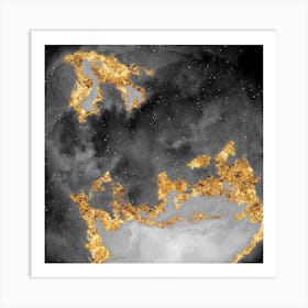 100 Nebulas in Space with Stars Abstract in Black and Gold n.039 Art Print