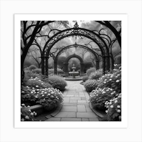 Garden In Black And White Art Print